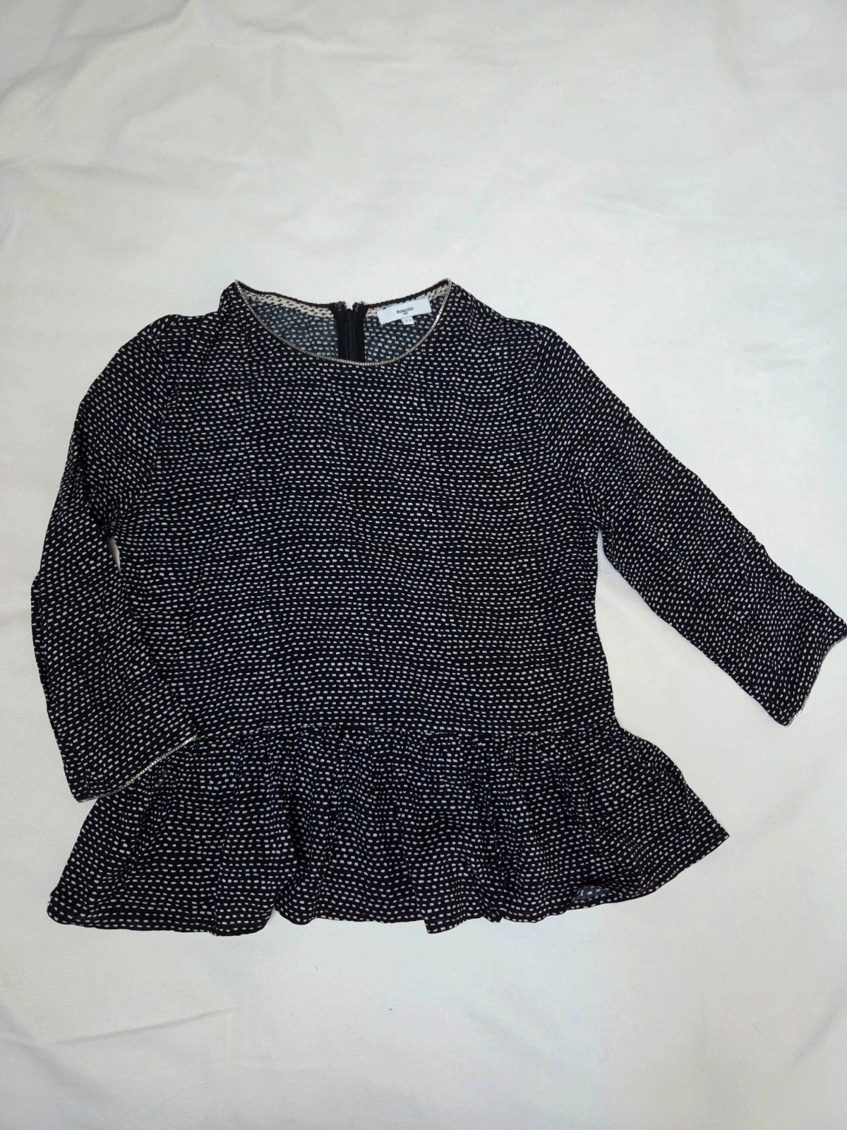 Blouse noire à basque imprimée – Taille 1 🖤